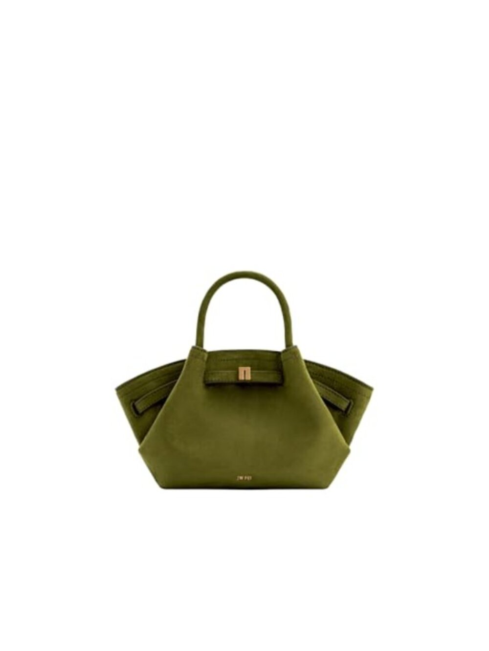 Mini Faux Suede Tote Bag Magnetic Snap Gold Hardware Shoulder Strap
